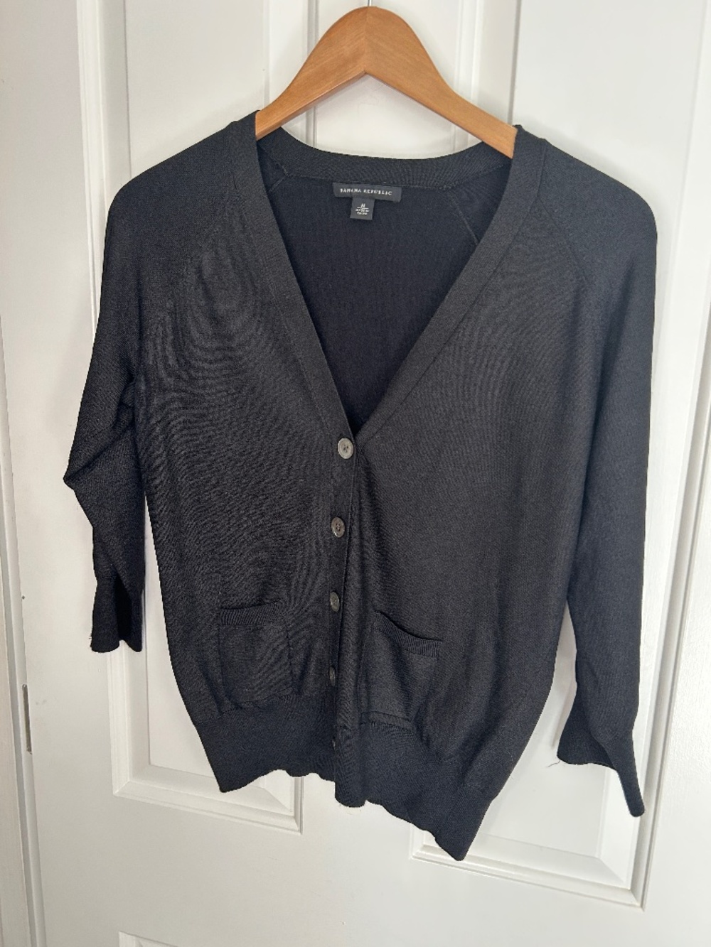 Banana Republic Silk Blend Button Down Cardigan - Black - Size Medium